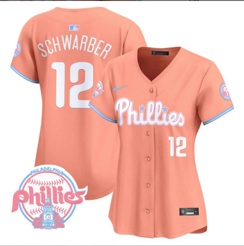 Women Philadelphia Phillies #12 Schwarber orange 2024 MLB jersey
